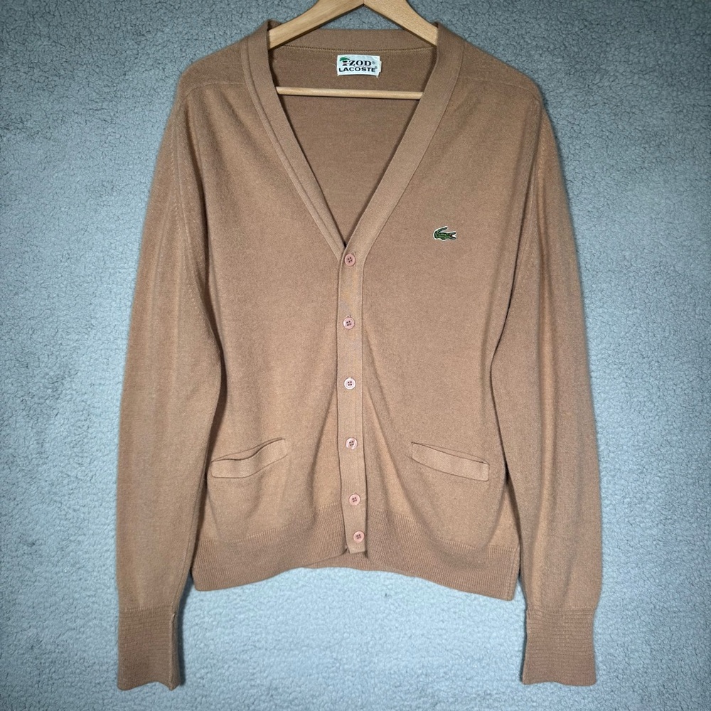 Vintage 70s Izod Lacoste Grandpa Cardigan Sz XL Orlon Acrylic Buttons Croc Logo